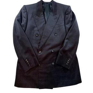Vintage Lou Myles Men Double Breasted Blazer 40R Burgundy Windowpane 1989 Canada